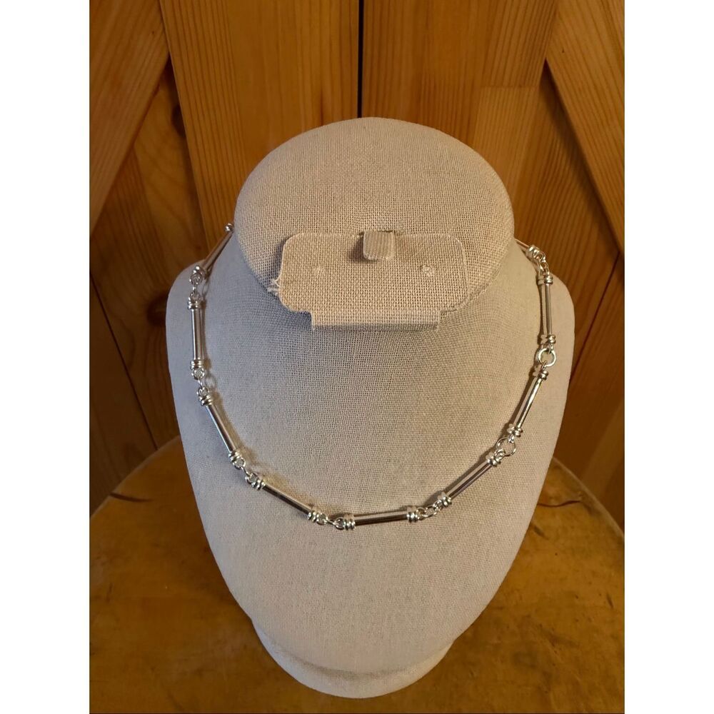 bar link chain necklace cylindrical tubes connected by smaller links (7377)